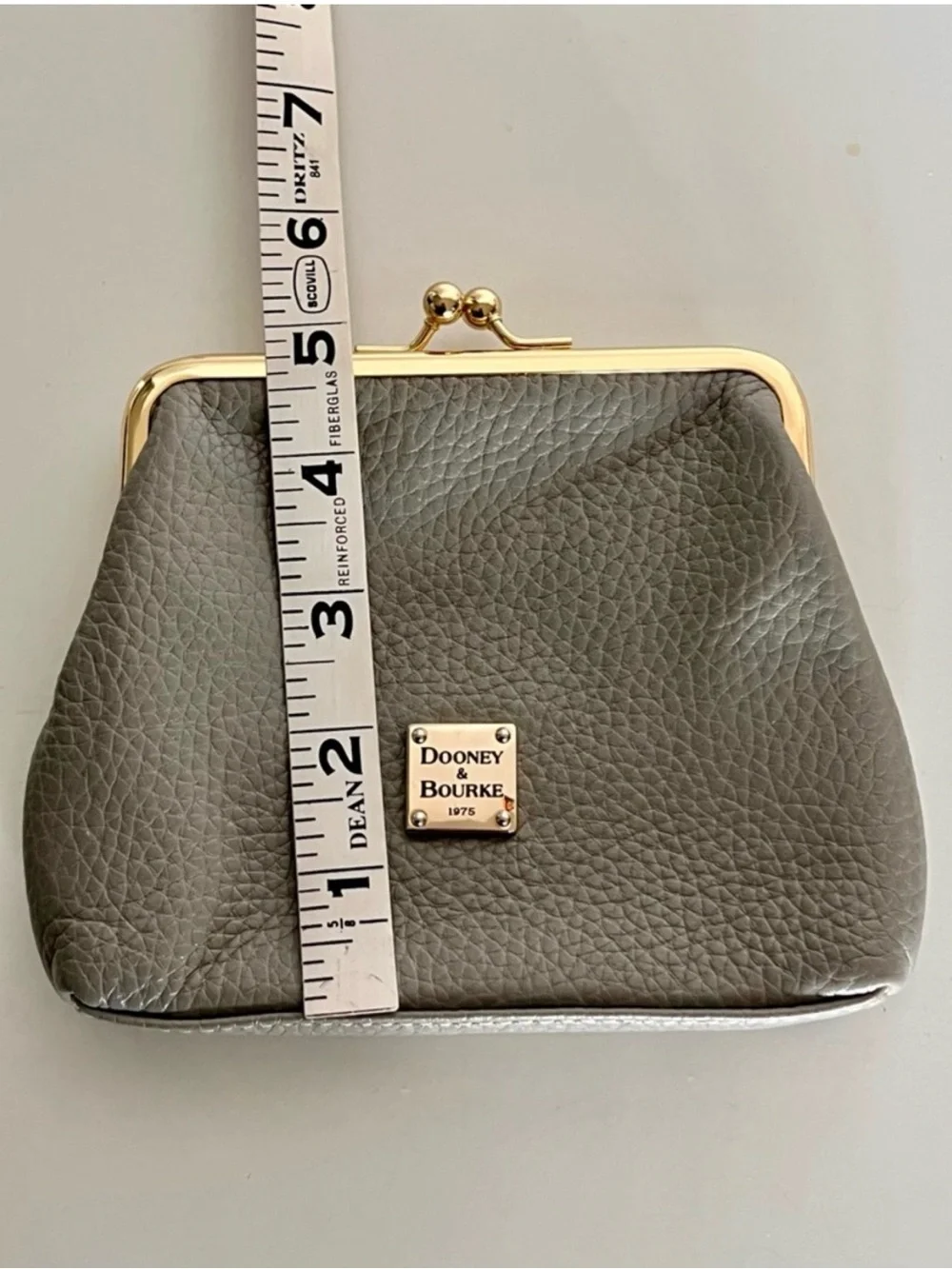 Dooney & Bourke Elephant Gray Pebble Grain Logo Lock Sac Hobo Bag Wallet Set